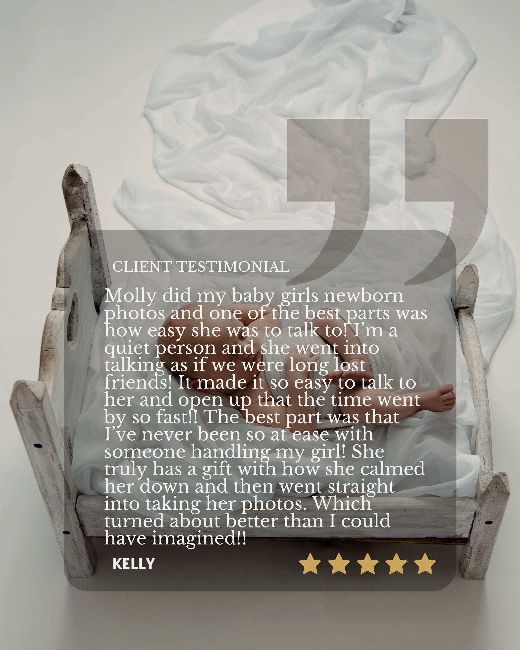 a client testimonial about newborn photography services provided in the gulf coast area of Alabama, reaching from Pensacola Fl to Biloxi MS